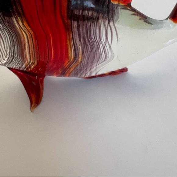 Vintage Hand Blown Red Black Stripe Glass Fish Sculpture 6" - Picture 6 of 16